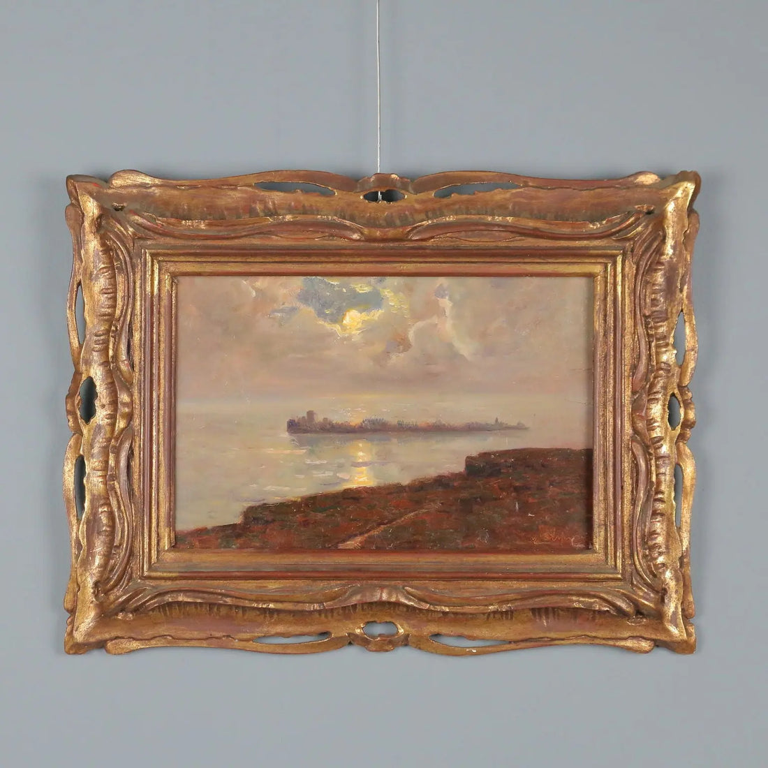 Antique Painting Signed Carlo Viriglio Oil on Hardboard XIX Century
