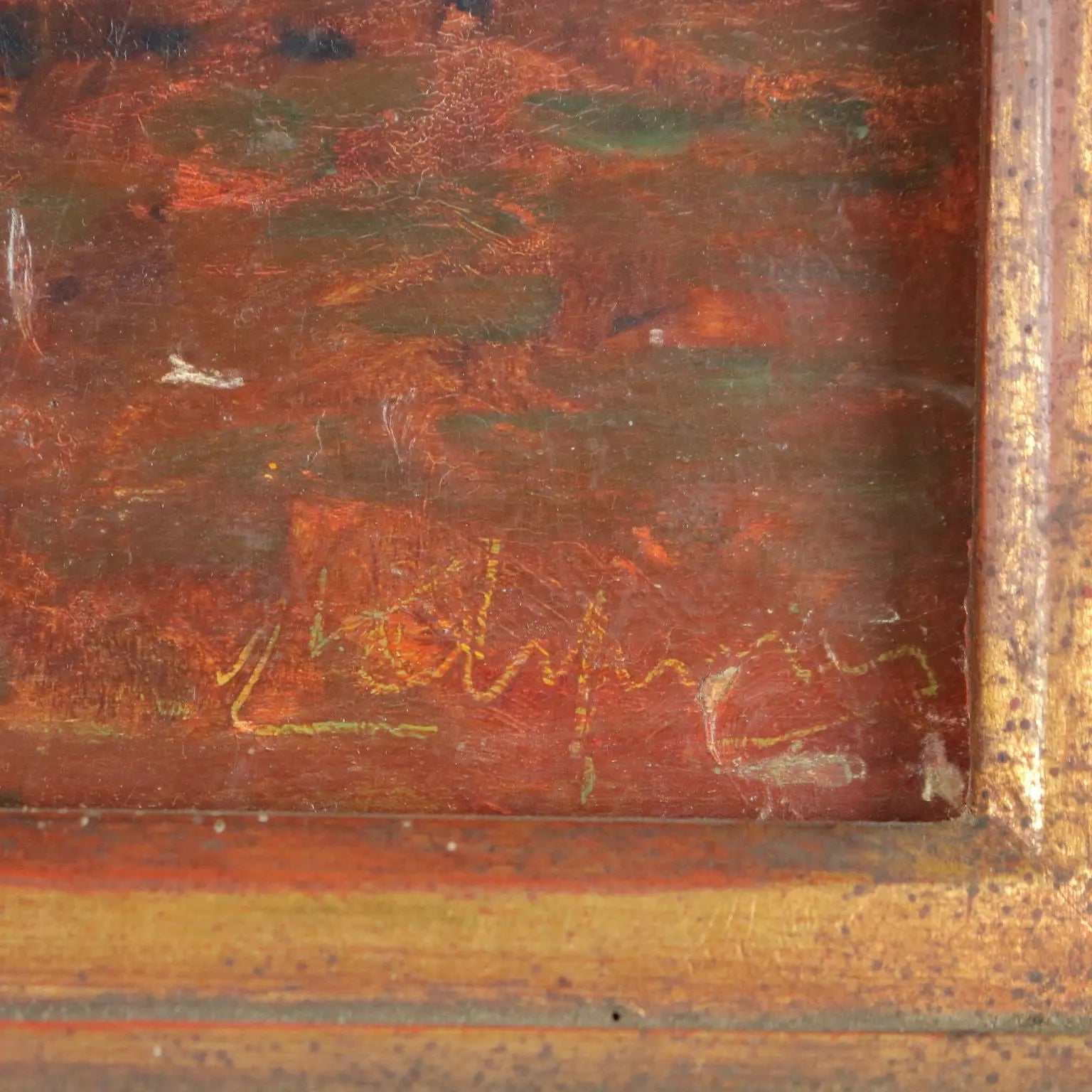 Antique Painting Signed Carlo Viriglio Oil on Hardboard XIX Century