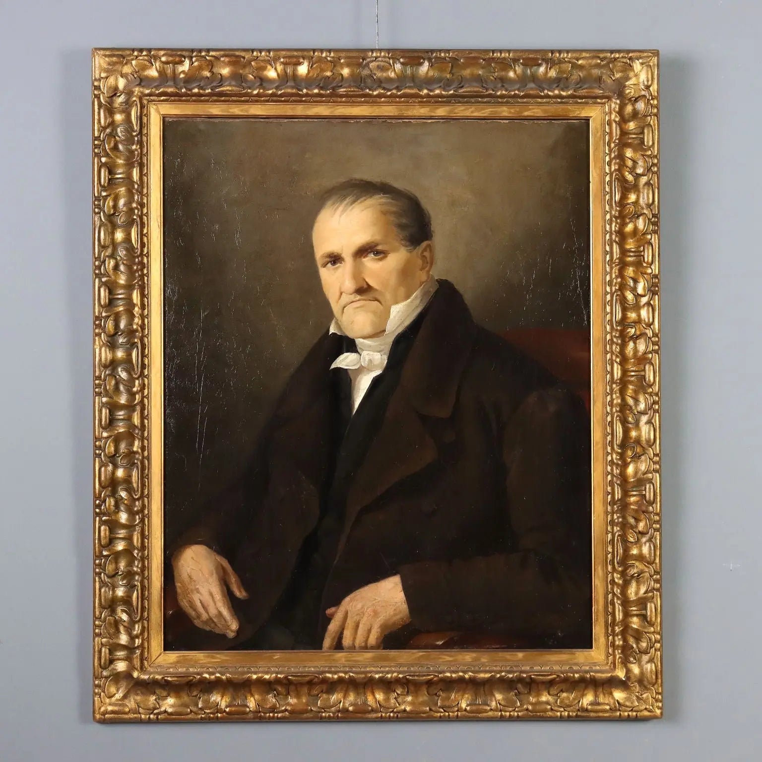 Antique Painting Male Portrait Oil on Canvas Italy XIX Century
