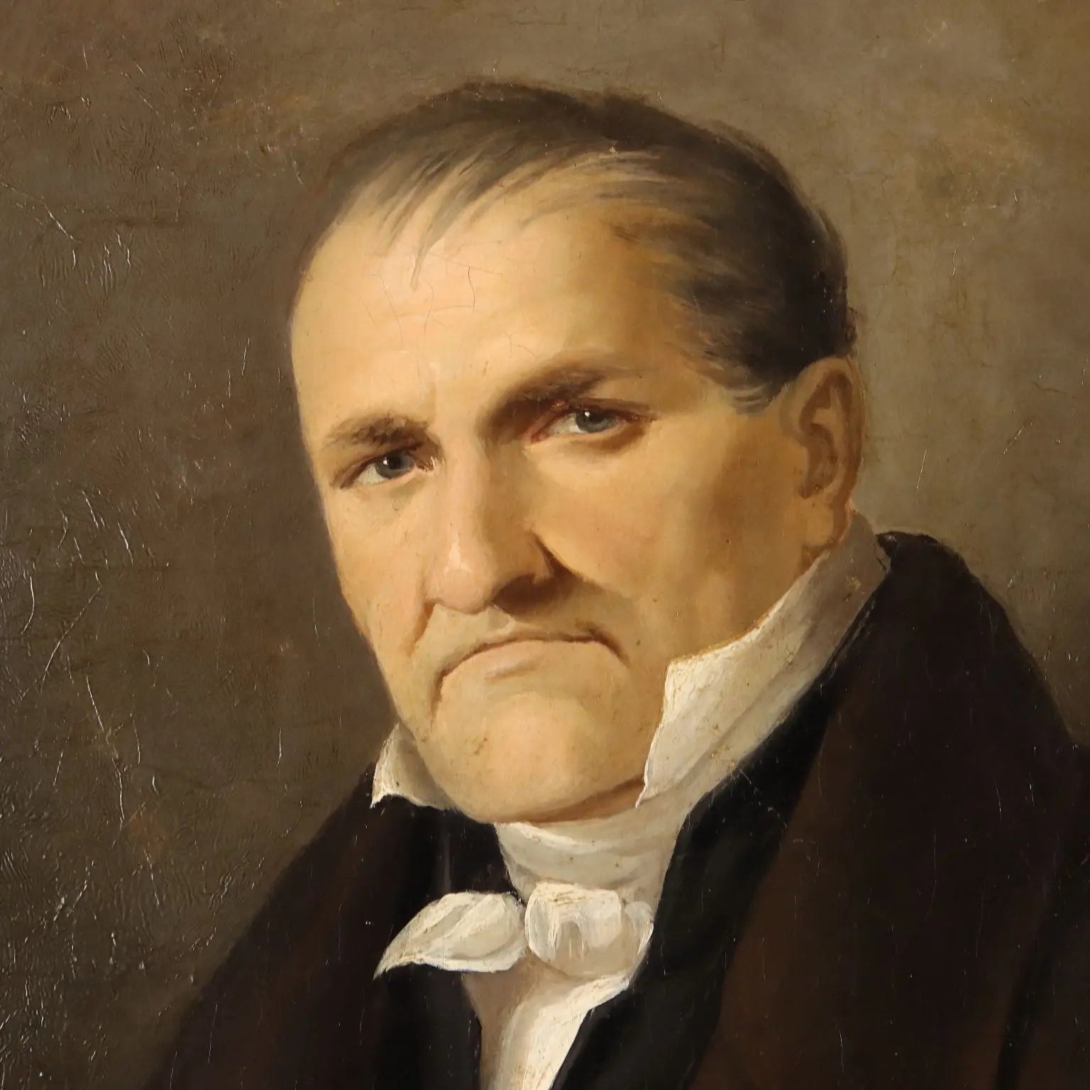Antique Painting Male Portrait Oil on Canvas Italy XIX Century