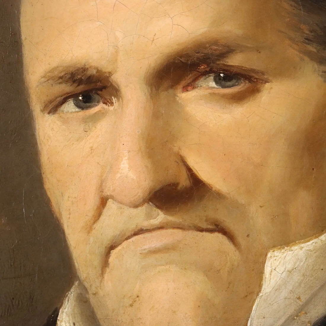 Antique Painting Male Portrait Oil on Canvas Italy XIX Century
