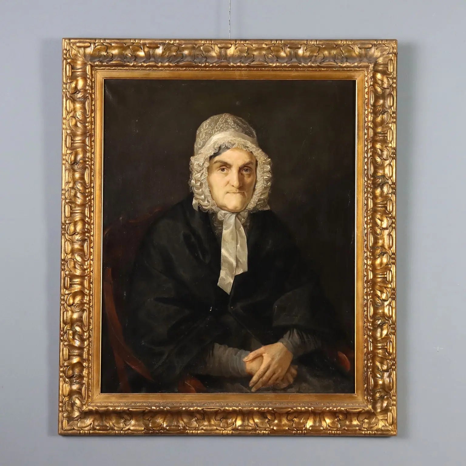 Antique Painting Female Portrait Oil on Canvas Portrait XIX Century