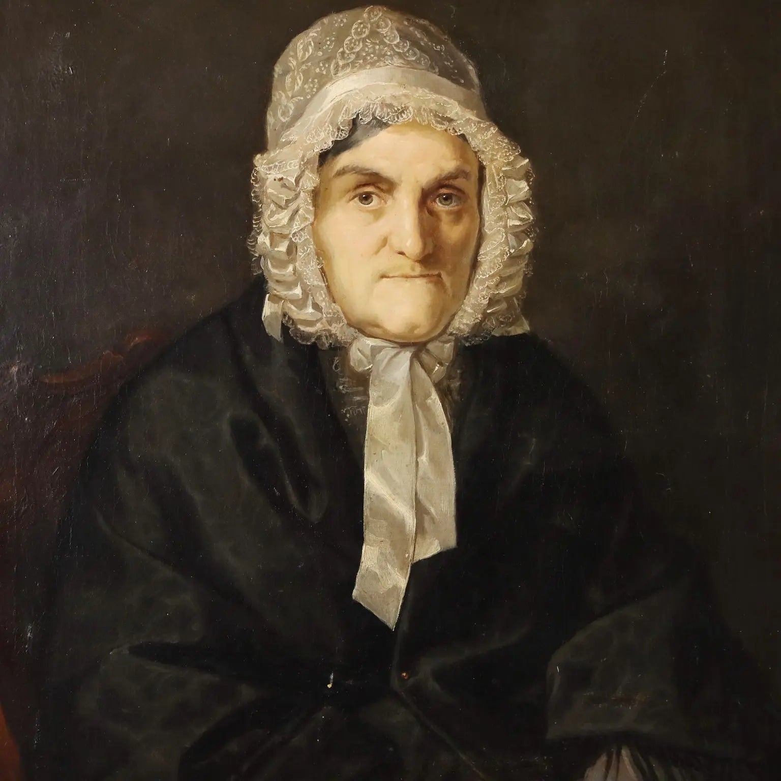 Antique Painting Female Portrait Oil on Canvas Portrait XIX Century
