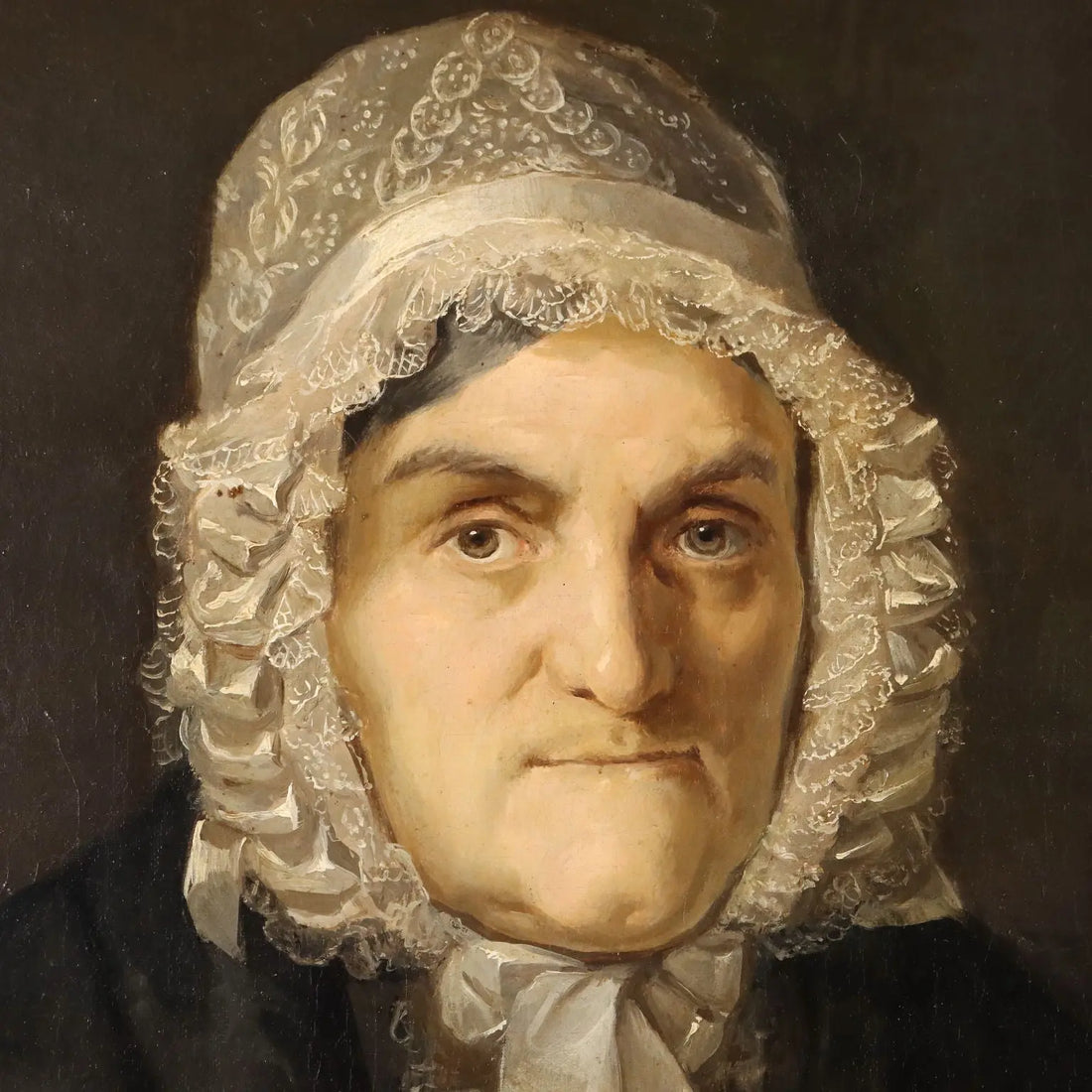 Antique Painting Female Portrait Oil on Canvas Portrait XIX Century