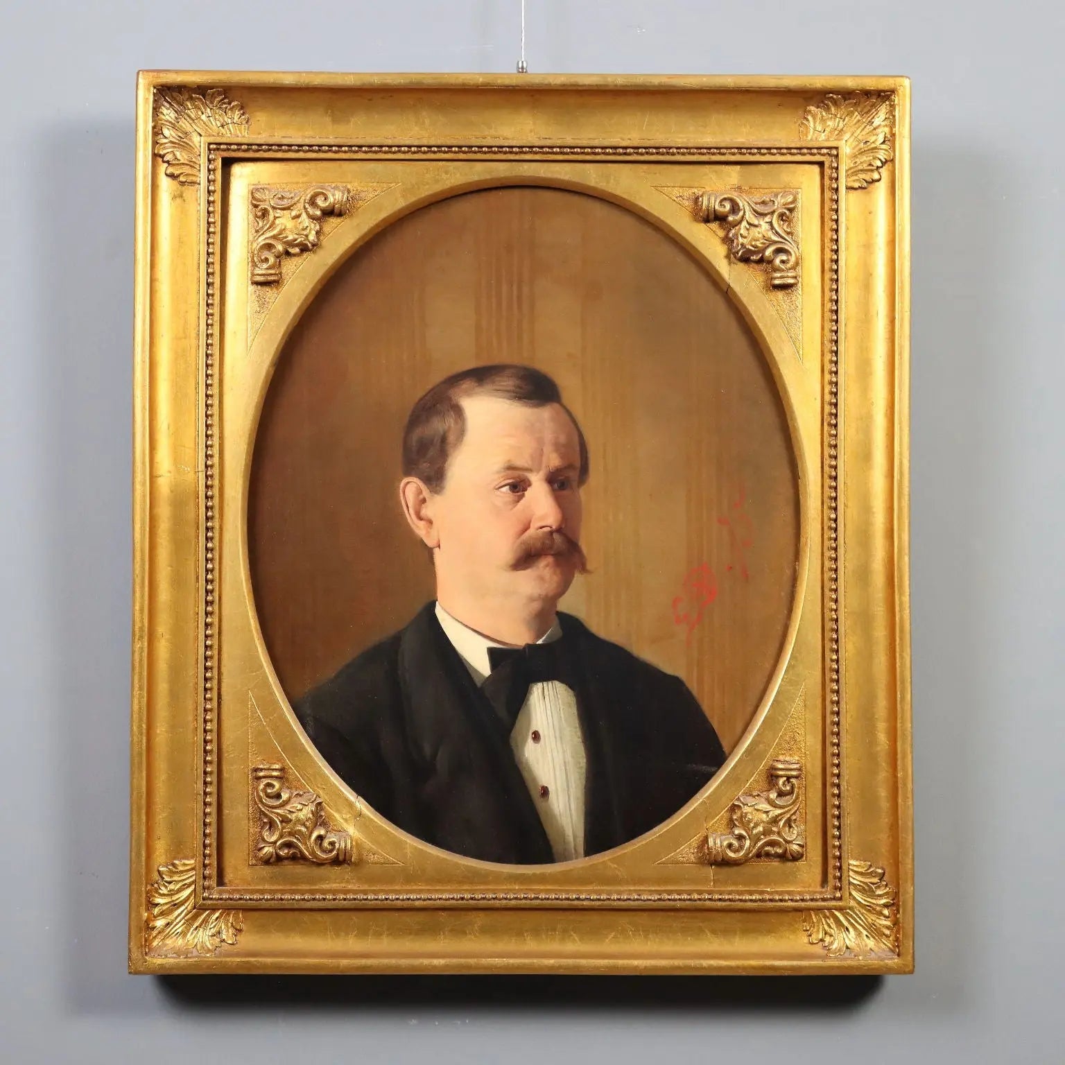 Antique Painting Male Portrait Oil on Canvas Italy XIX Century