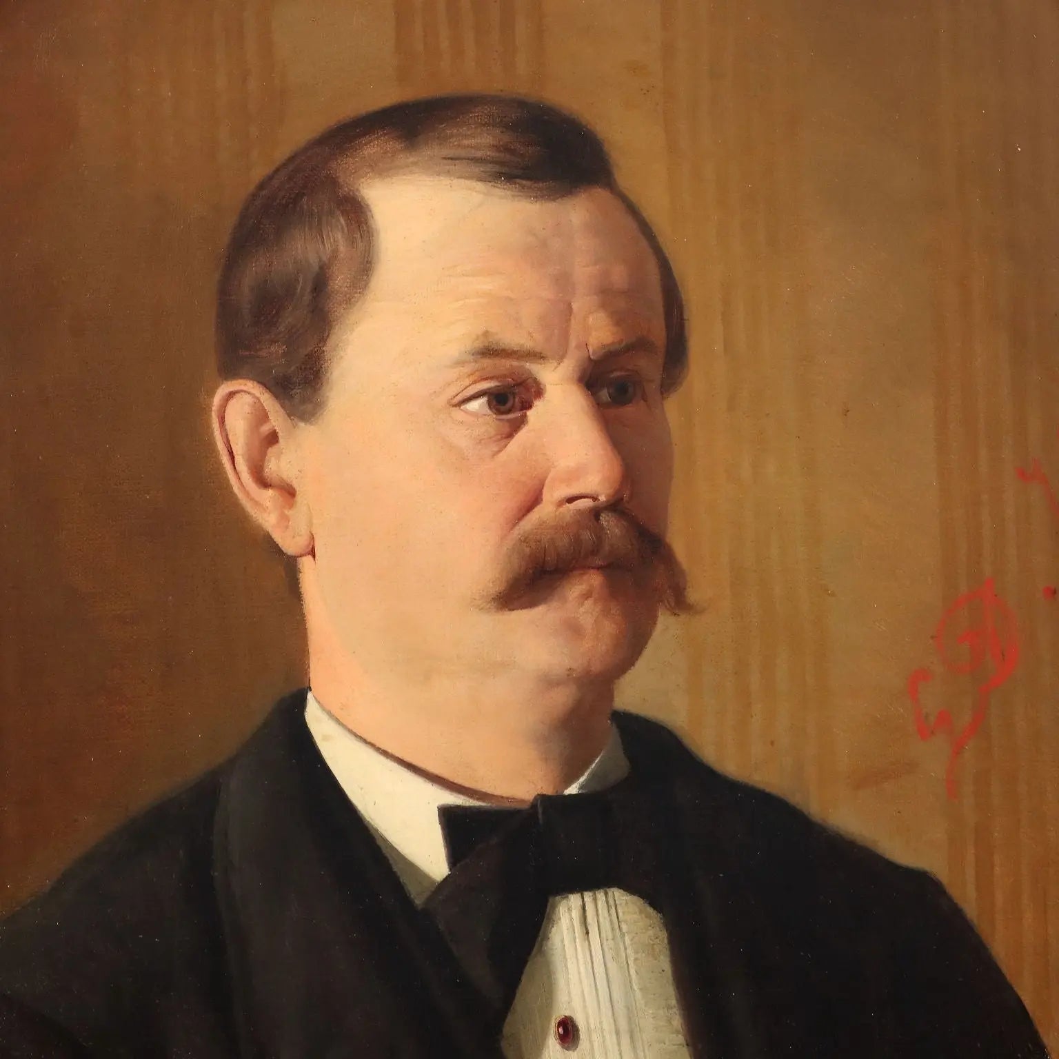 Antique Painting Male Portrait Oil on Canvas Italy XIX Century
