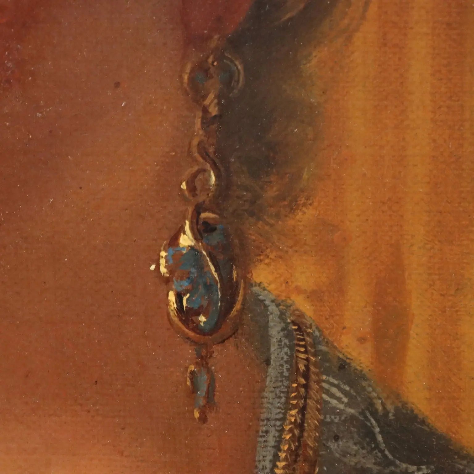 Antique Painting Female Portrait Oil on Canvas Italy XIX Century