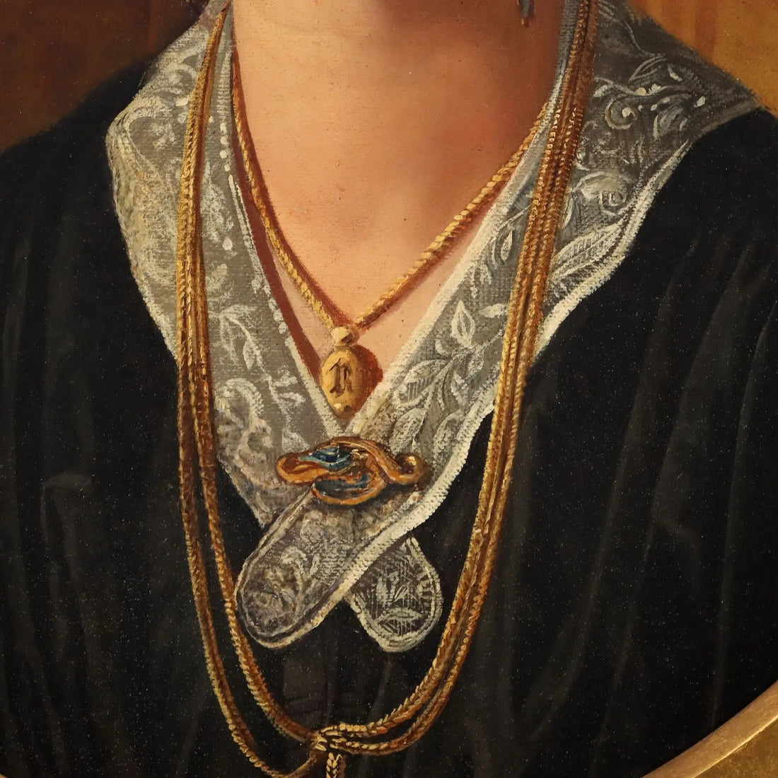 Antique Painting Female Portrait Oil on Canvas Italy XIX Century
