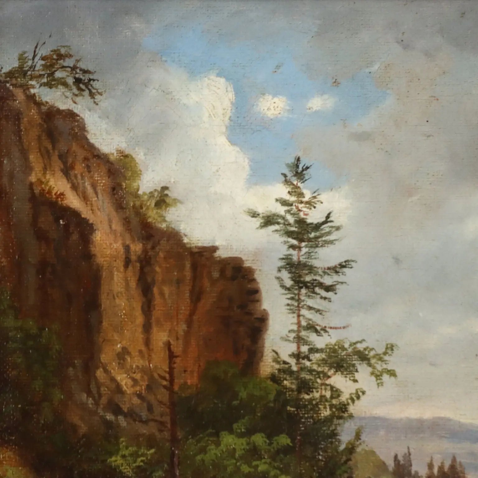 Antique Painting Signed Ernst Gustav Doerell Landscape XIX Century