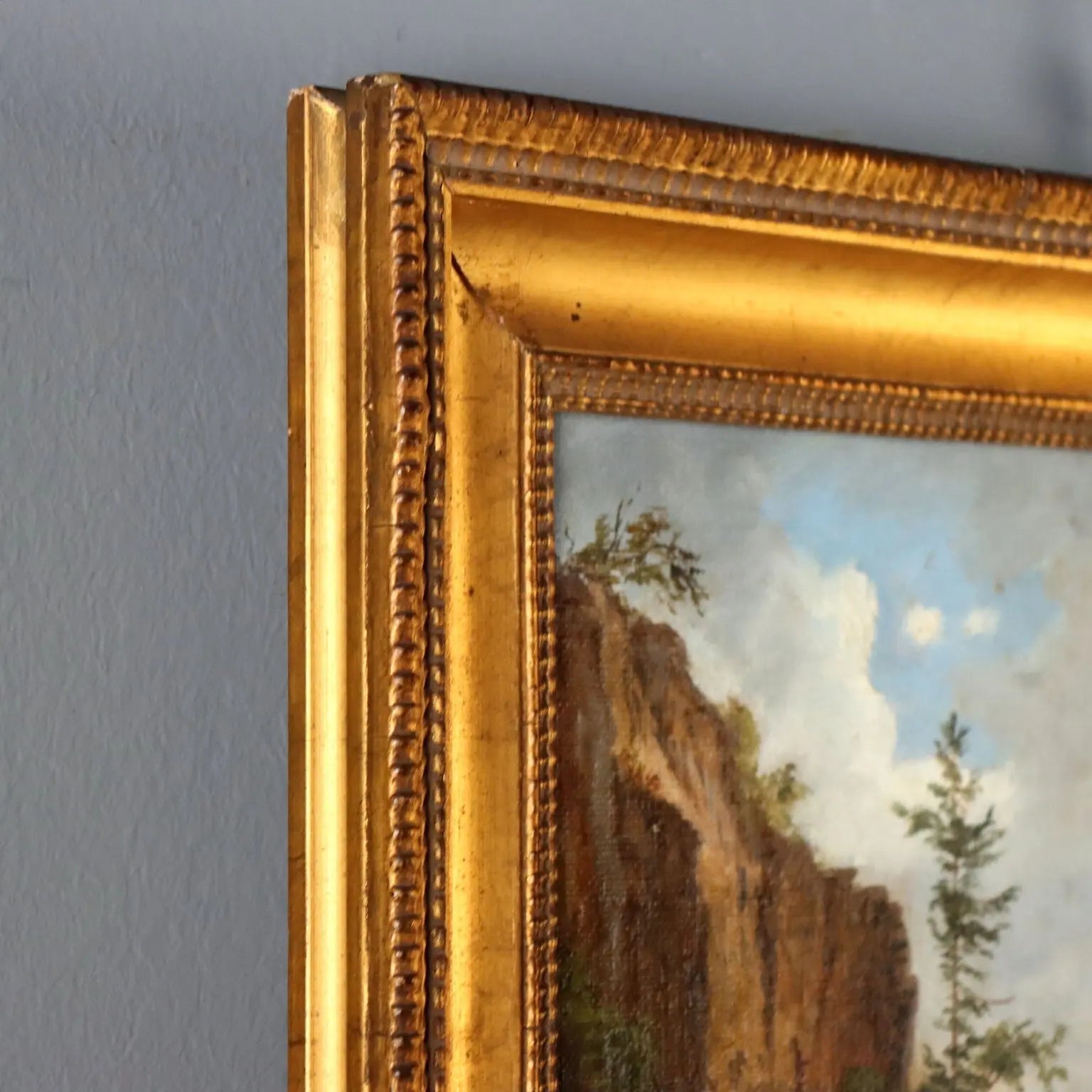 Antique Painting Signed Ernst Gustav Doerell Landscape XIX Century
