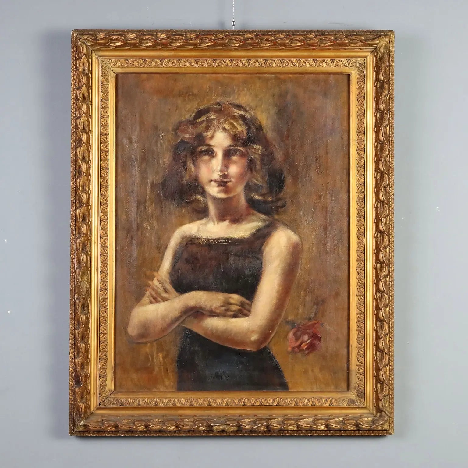 Antique Painting Signed Luigi Conconi Oil on Canvas Italy XIX Century
