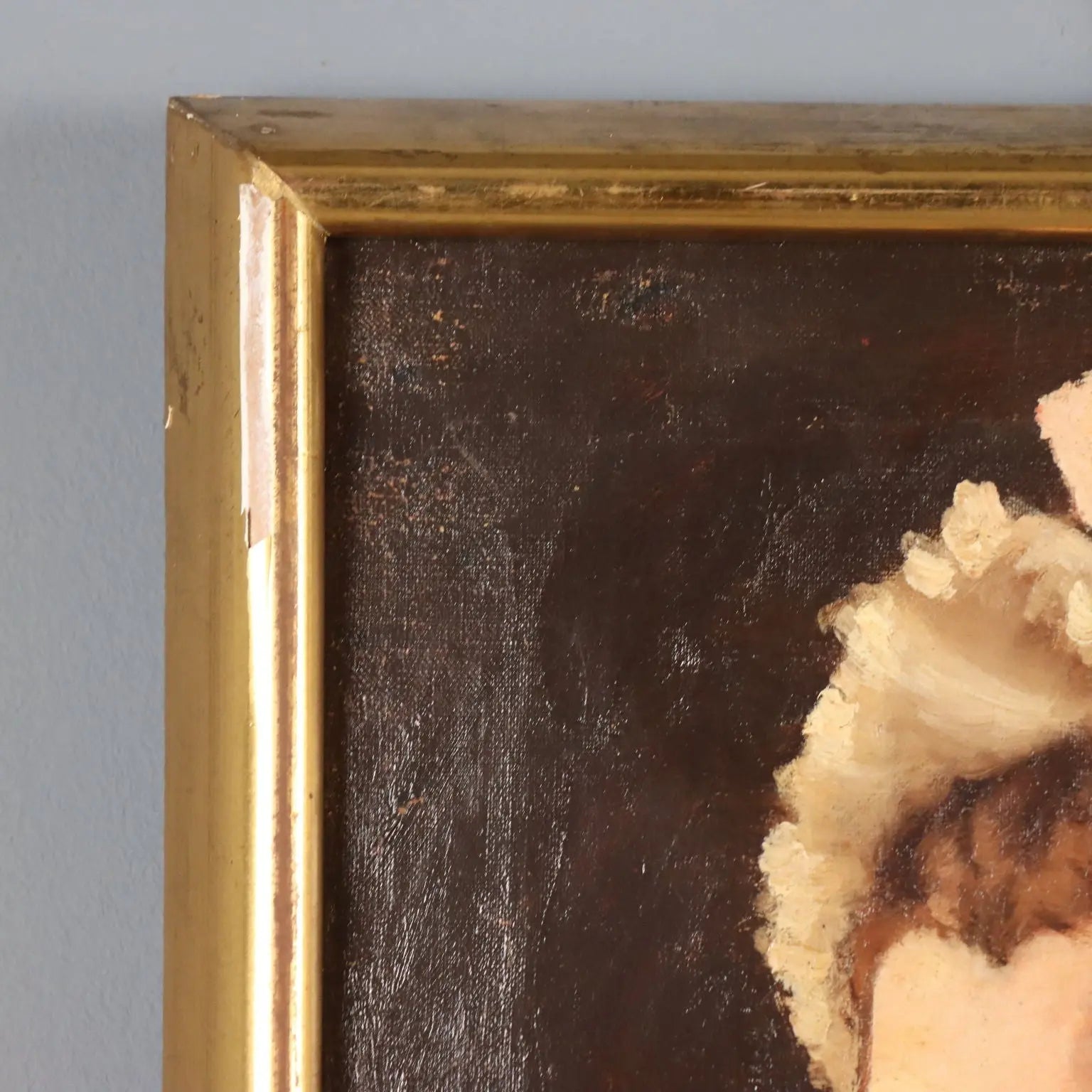 Antique Painting Female Portrait Oil on Canvas Italy 1892