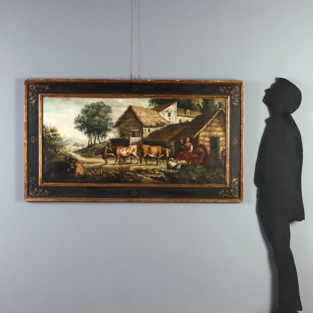 Antique Painting Bucolic Landscape Oil on Canvas Europe XIX Century
