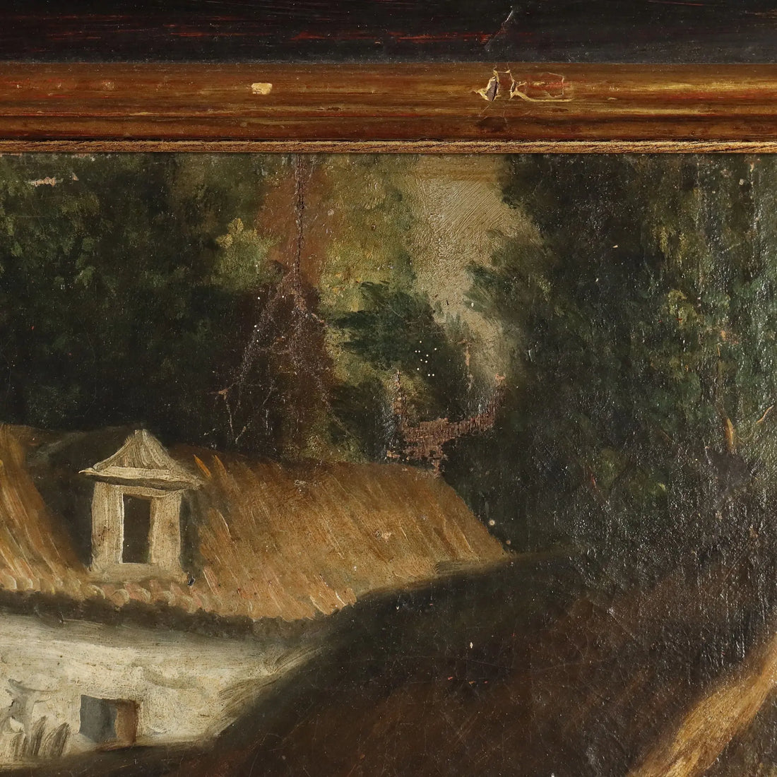 Antique Painting Bucolic Landscape Oil on Canvas Europe XIX Century