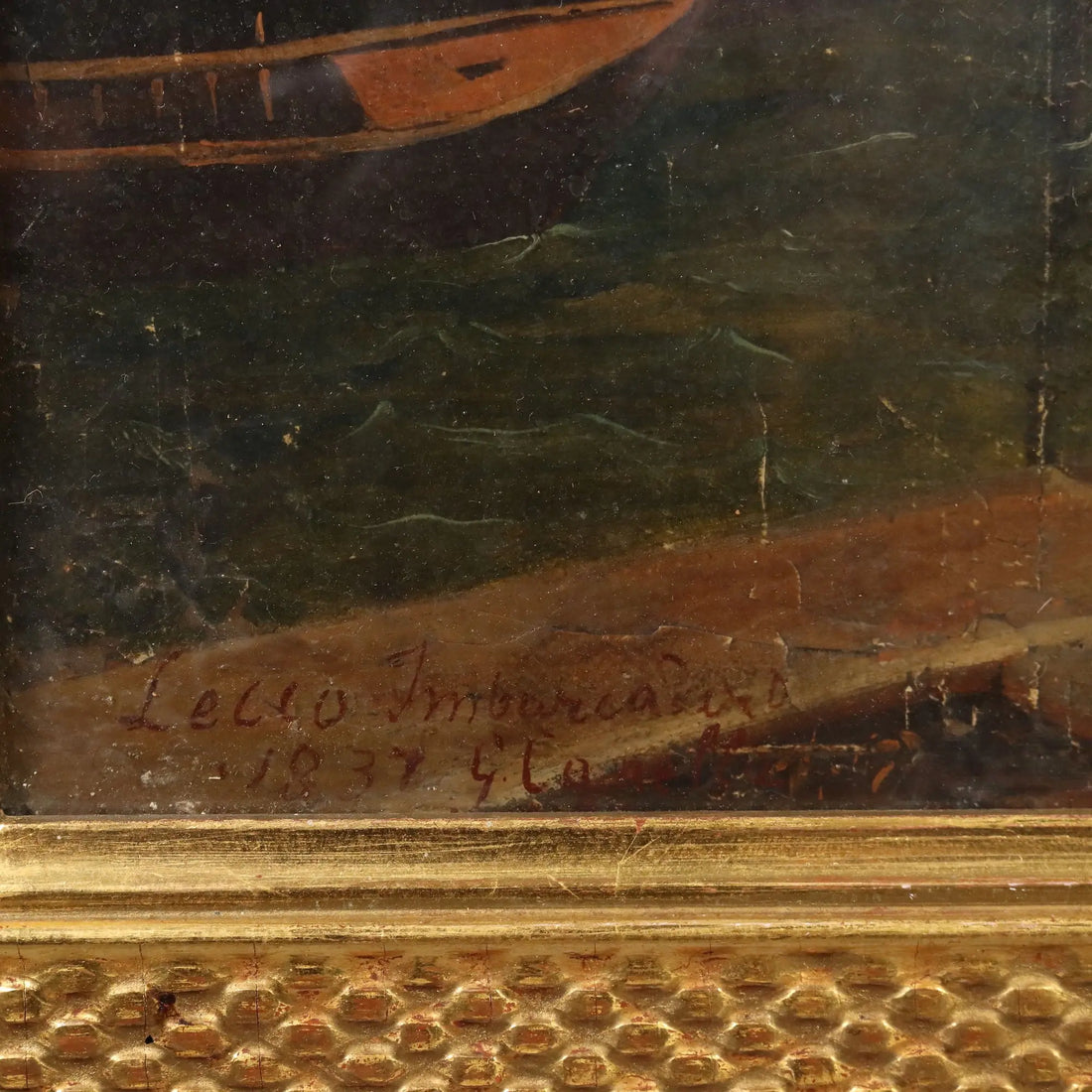 Antique Painting Signed Giuseppe Canella Lecco Pier 1837
