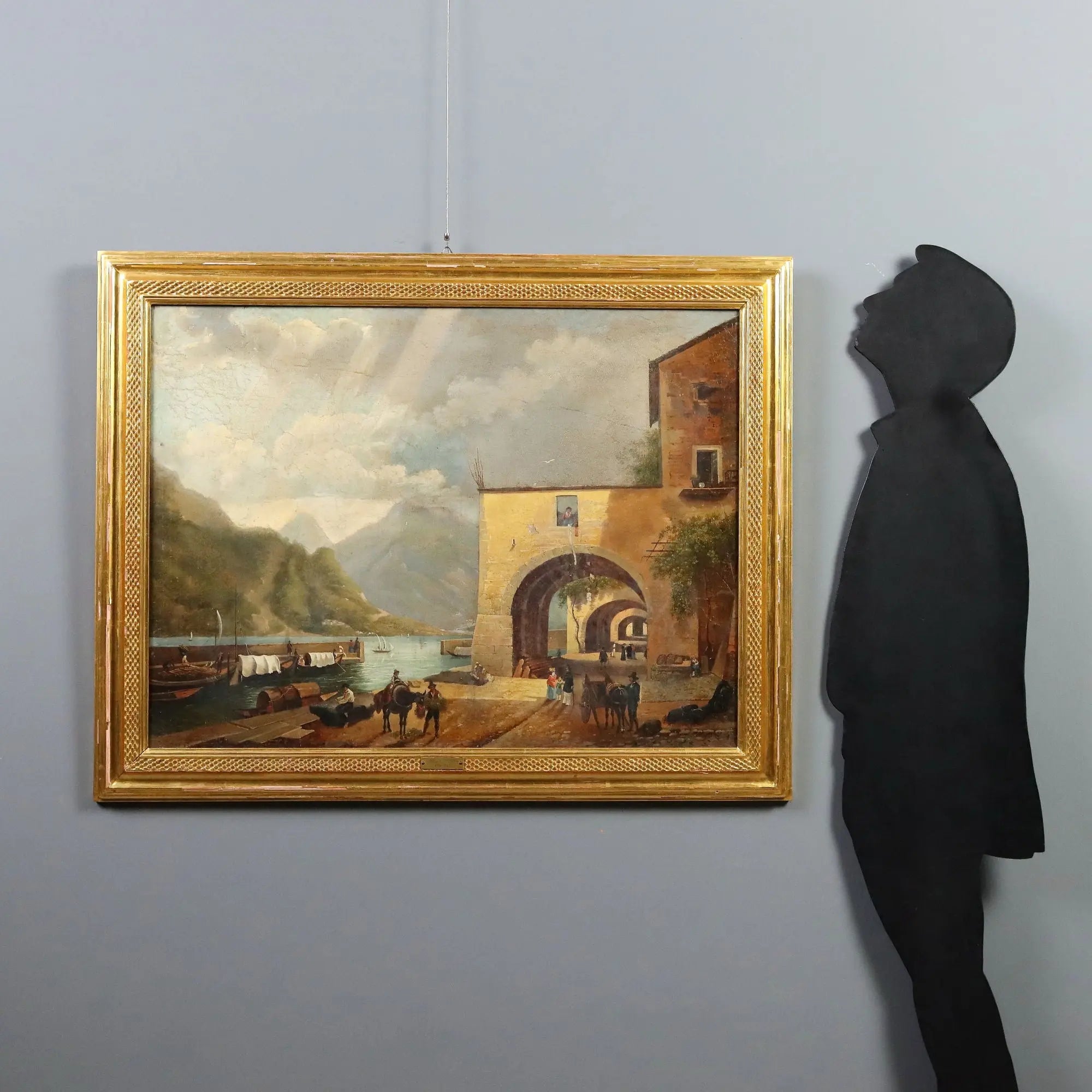 Antique Painting Signed Giuseppe Canella Lecco Pier 1837