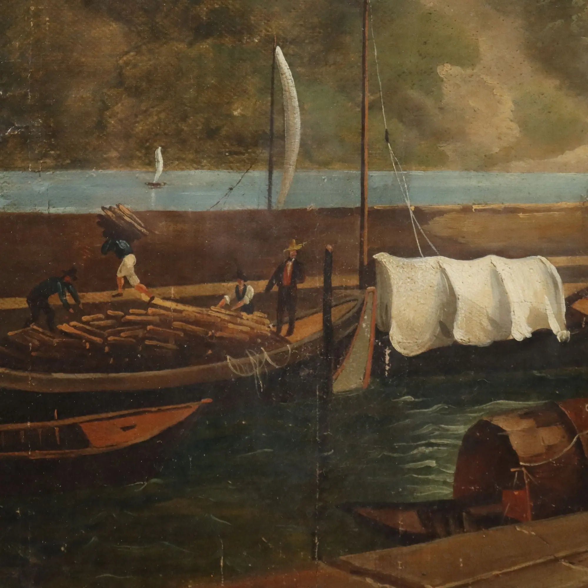 Antique Painting Signed Giuseppe Canella Lecco Pier 1837