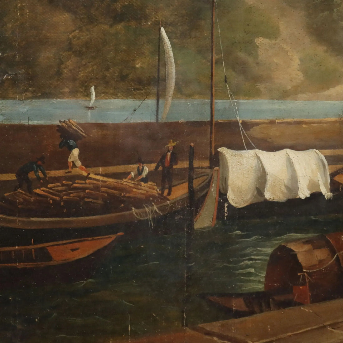 Antique Painting Signed Giuseppe Canella Lecco Pier 1837