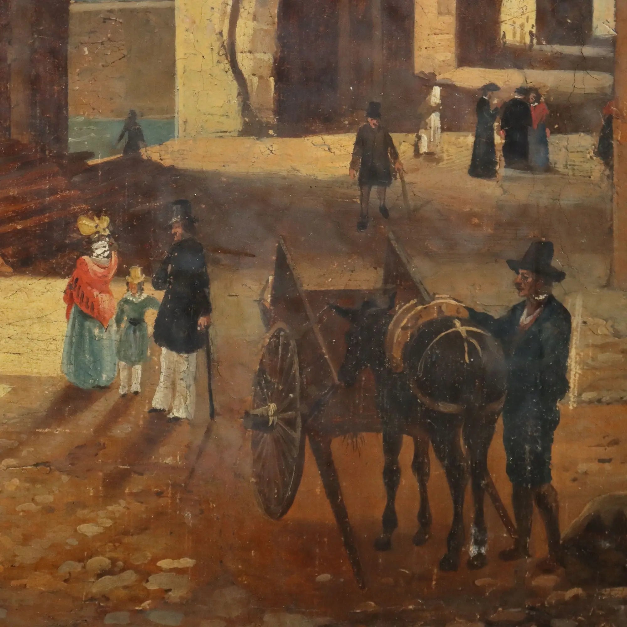 Antique Painting Signed Giuseppe Canella Lecco Pier 1837