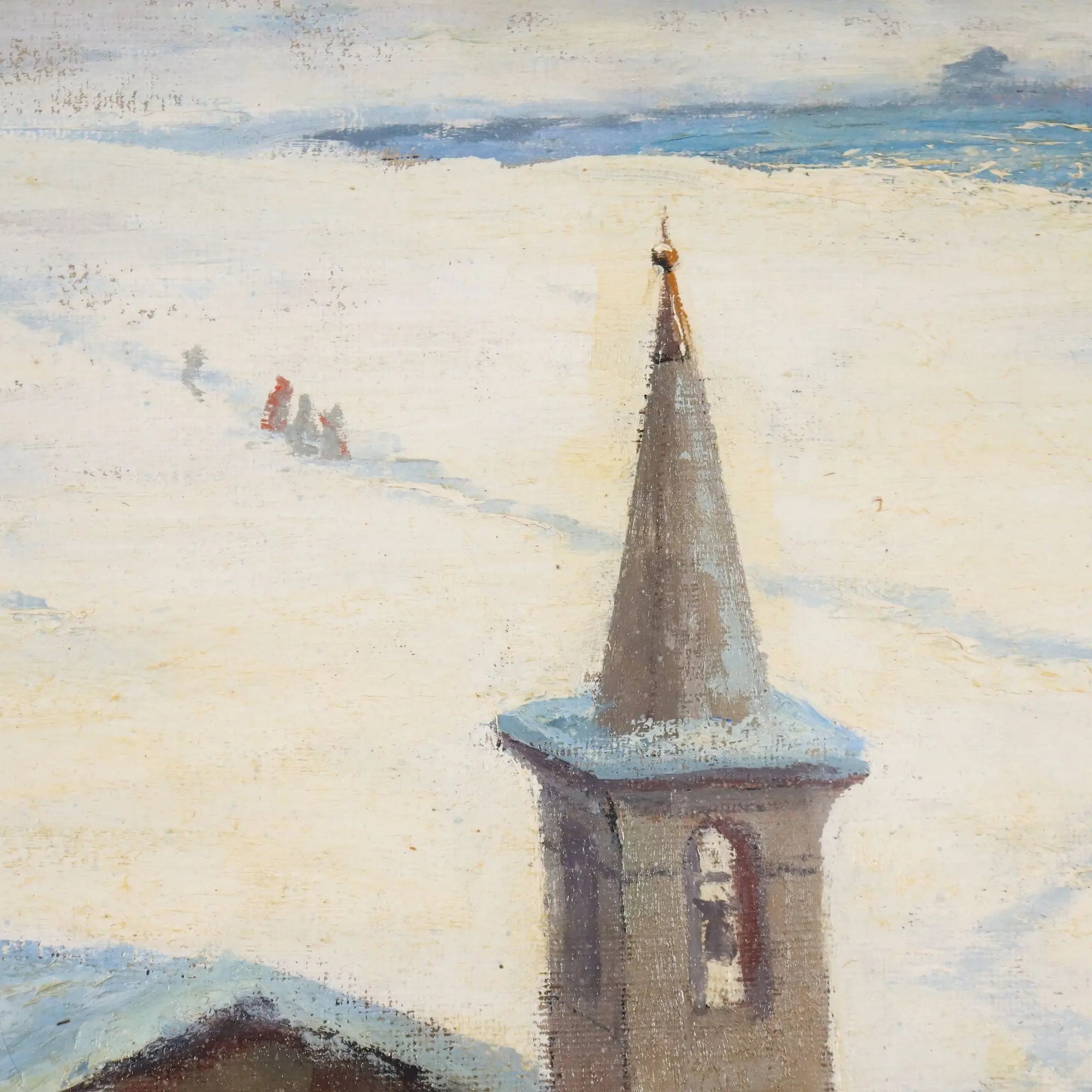 Antique Painting Leonardo Roda Winter Landscape XIX Century