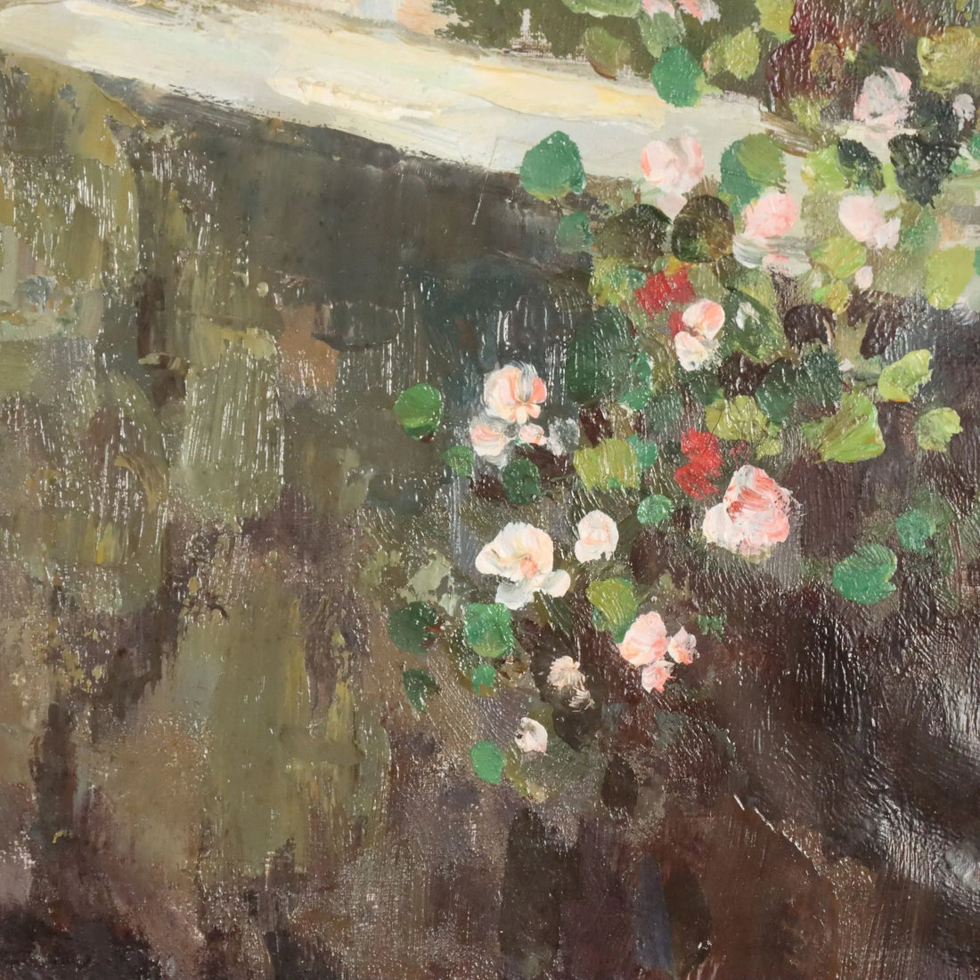 Antique Painting The Porch Oil on Canvas Signed G. Esposito XX Century