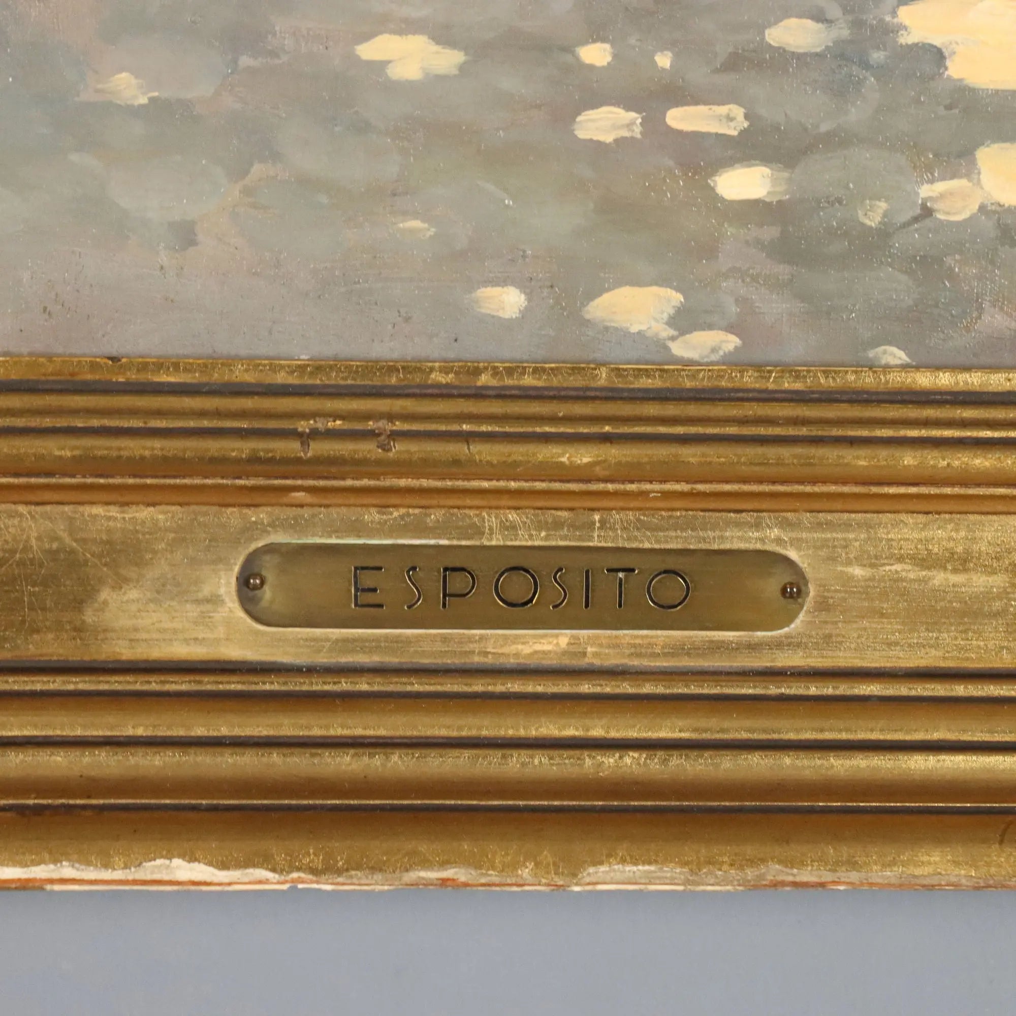 Antique Painting The Porch Oil on Canvas Signed G. Esposito XX Century