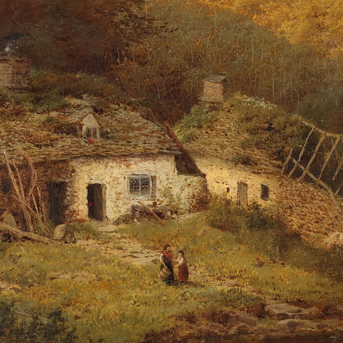 Antique Painting Signed Edward Henry Holder Rural Landscape 1871
