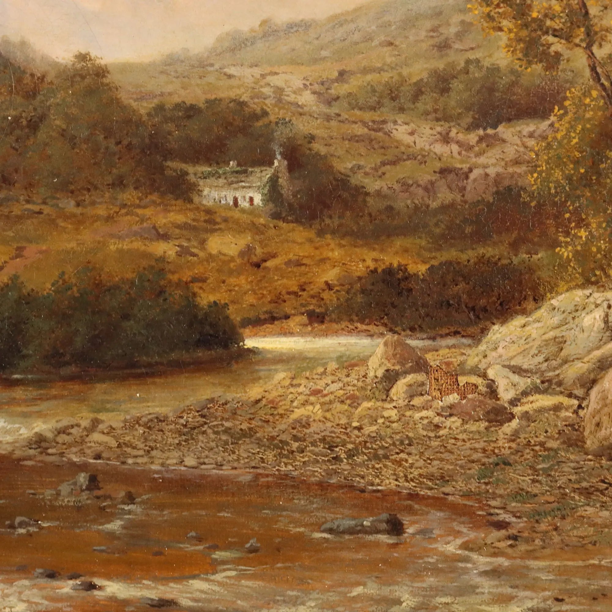 Antique Painting Signed Edward Henry Holder Rural Landscape 1871