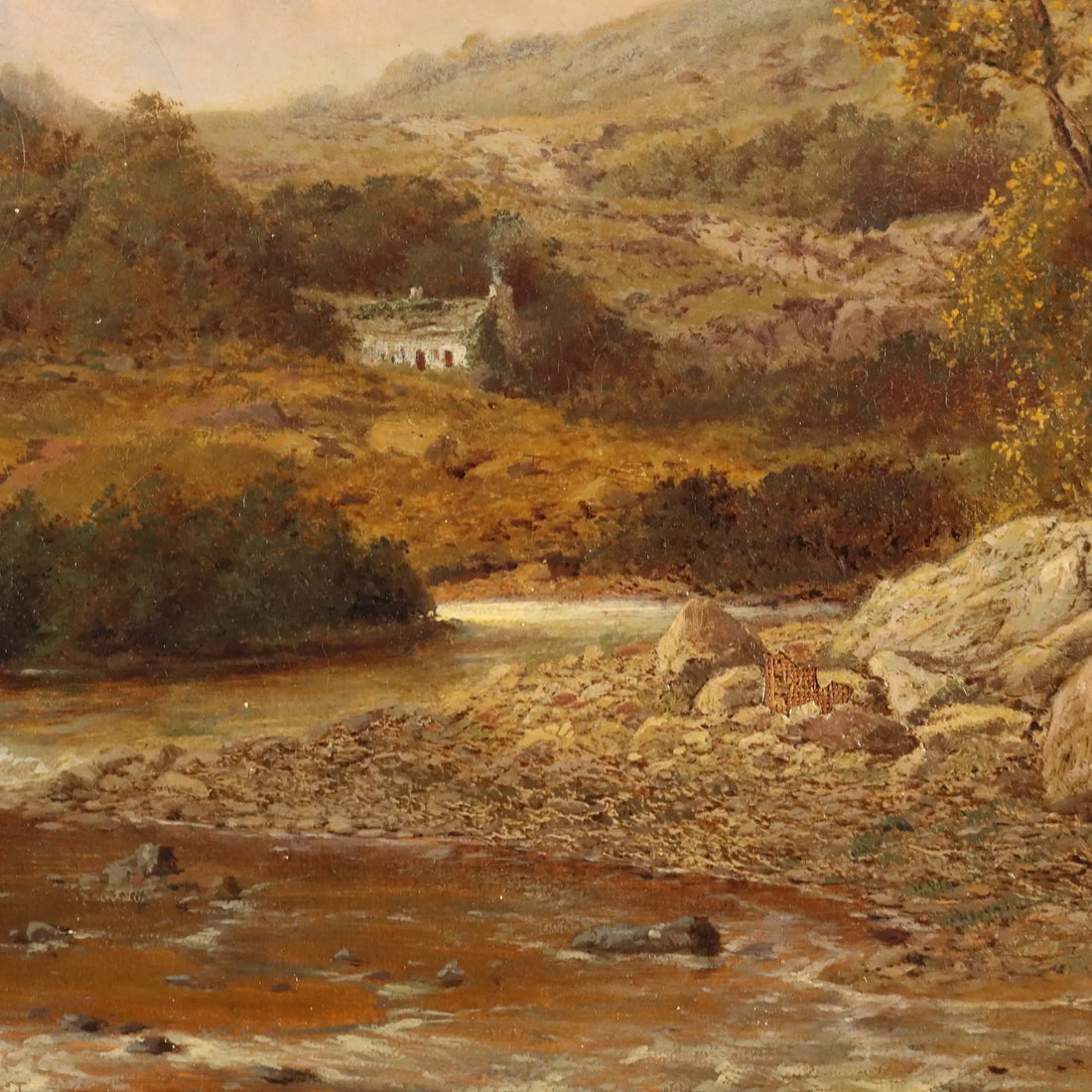 Antique Painting Signed Edward Henry Holder Rural Landscape 1871