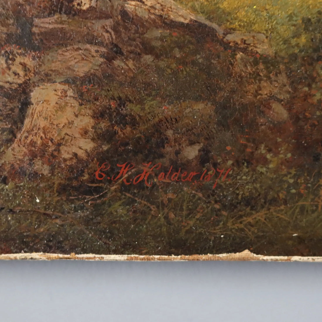 Antique Painting Signed Edward Henry Holder Rural Landscape 1871