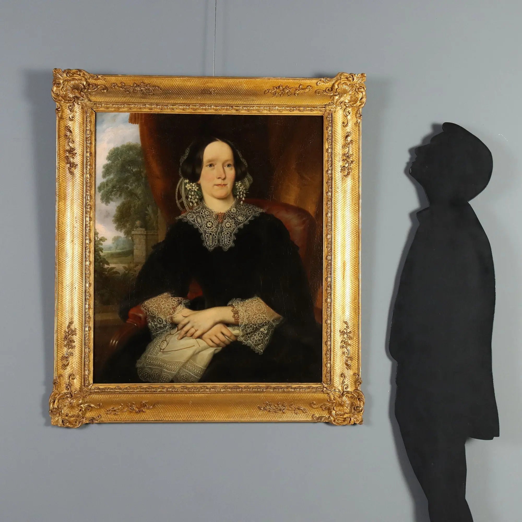 Antique Painting Portrait of a Lady Oil on Canvas XIX Century