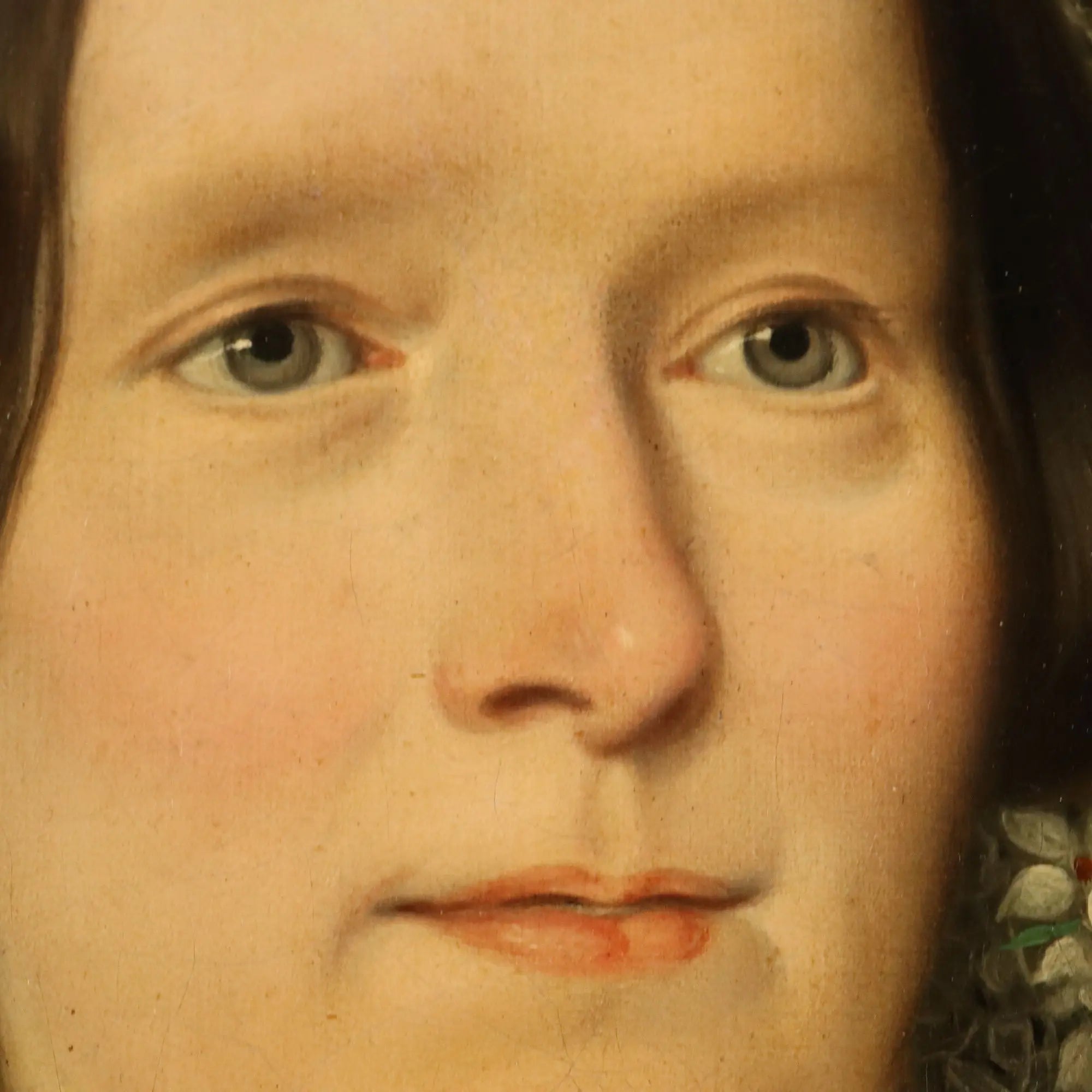 Antique Painting Portrait of a Lady Oil on Canvas XIX Century