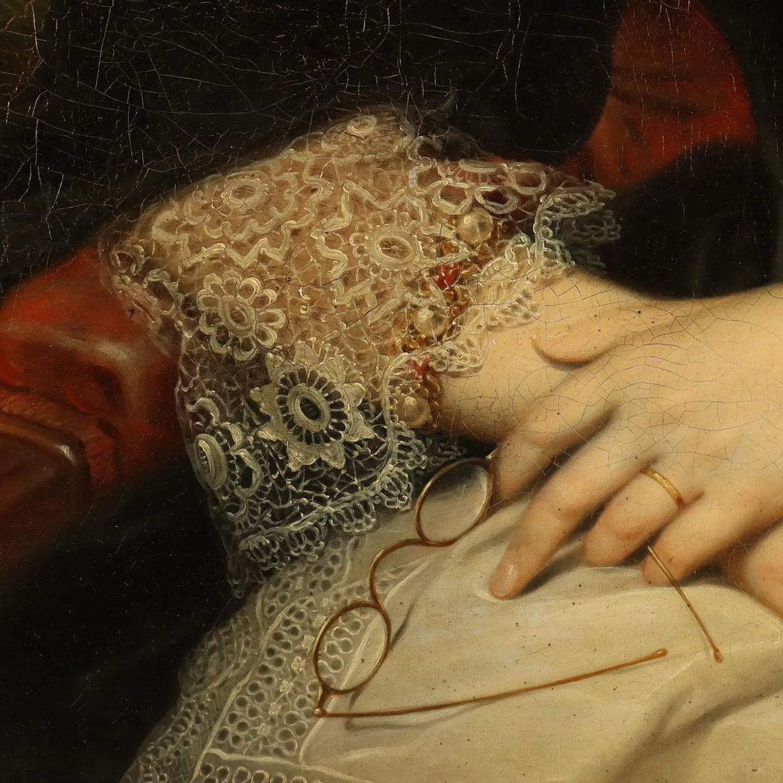 Antique Painting Portrait of a Lady Oil on Canvas XIX Century