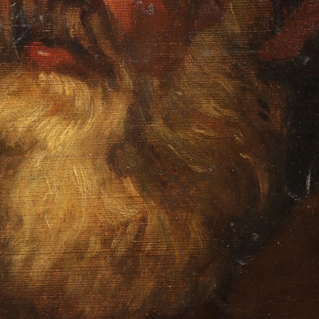 Antique Painting Male Face Oil on Cardboard XIX Century
