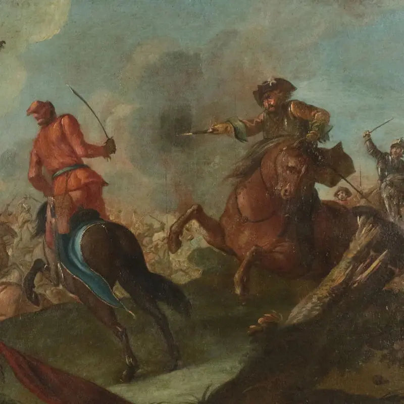 Battle Scene Oil On Canvas 17th Century | Art | Antique Painting