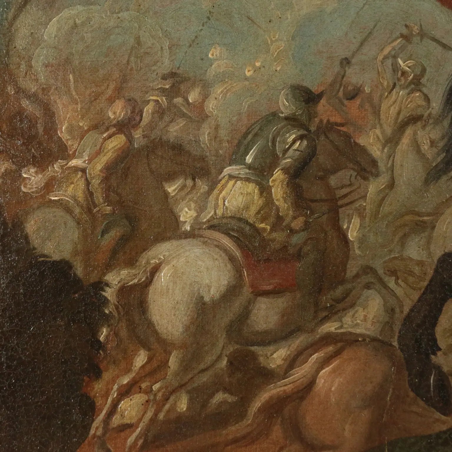 Battle Scene Oil On Canvas 17th Century | Art | Antique Painting