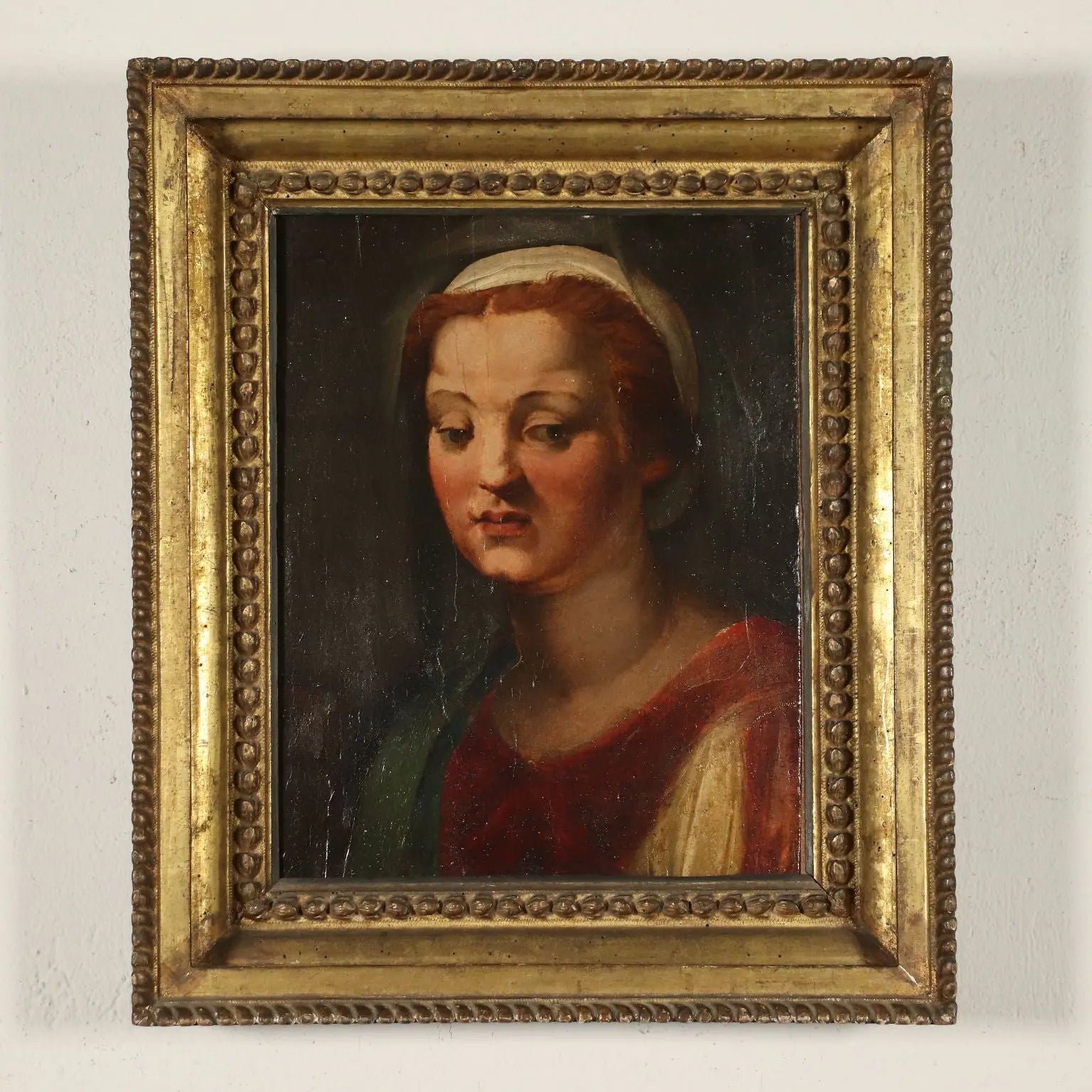 Antique Painting Female Head A. Del Sarto Attr. Tempera on Wood - Female Head | Art | Antique Painting