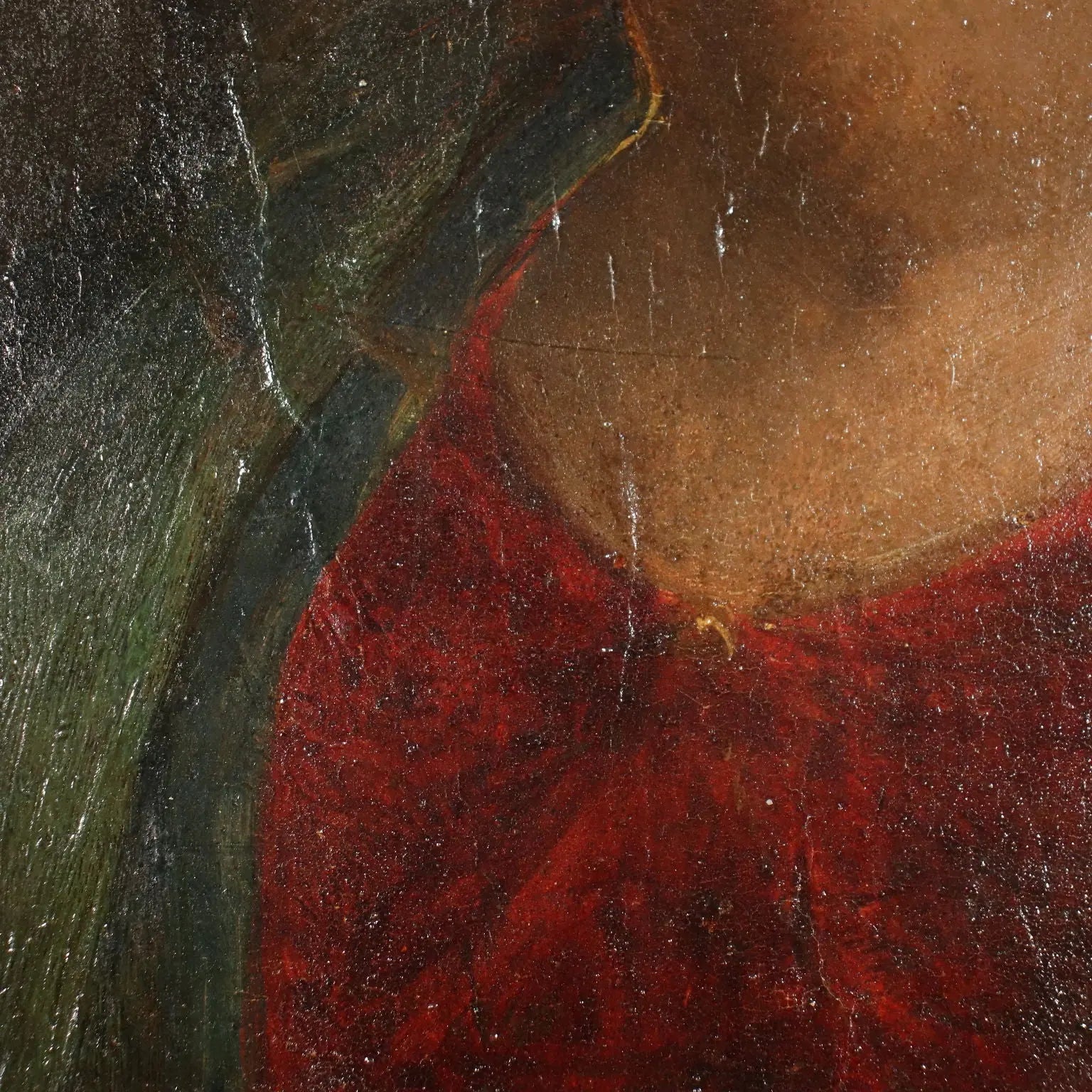 Antique Painting Female Head A. Del Sarto Attr. Tempera on Wood - Female Head | Art | Antique Painting