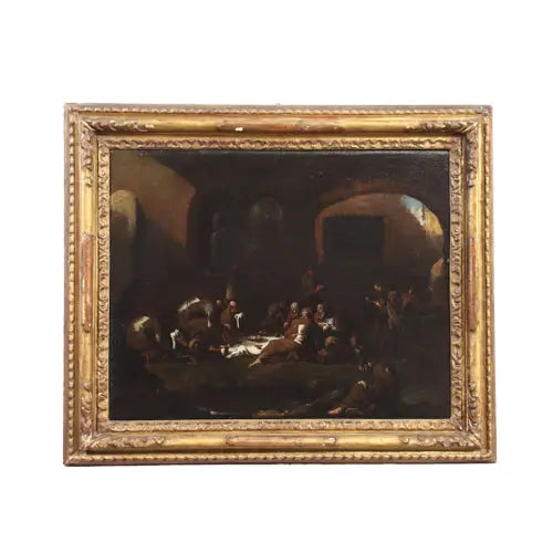 The Monk's Lunch Oil on Canvas Genoese School Italy XVIII C - The Monks Lunch | Art | Antique Painting