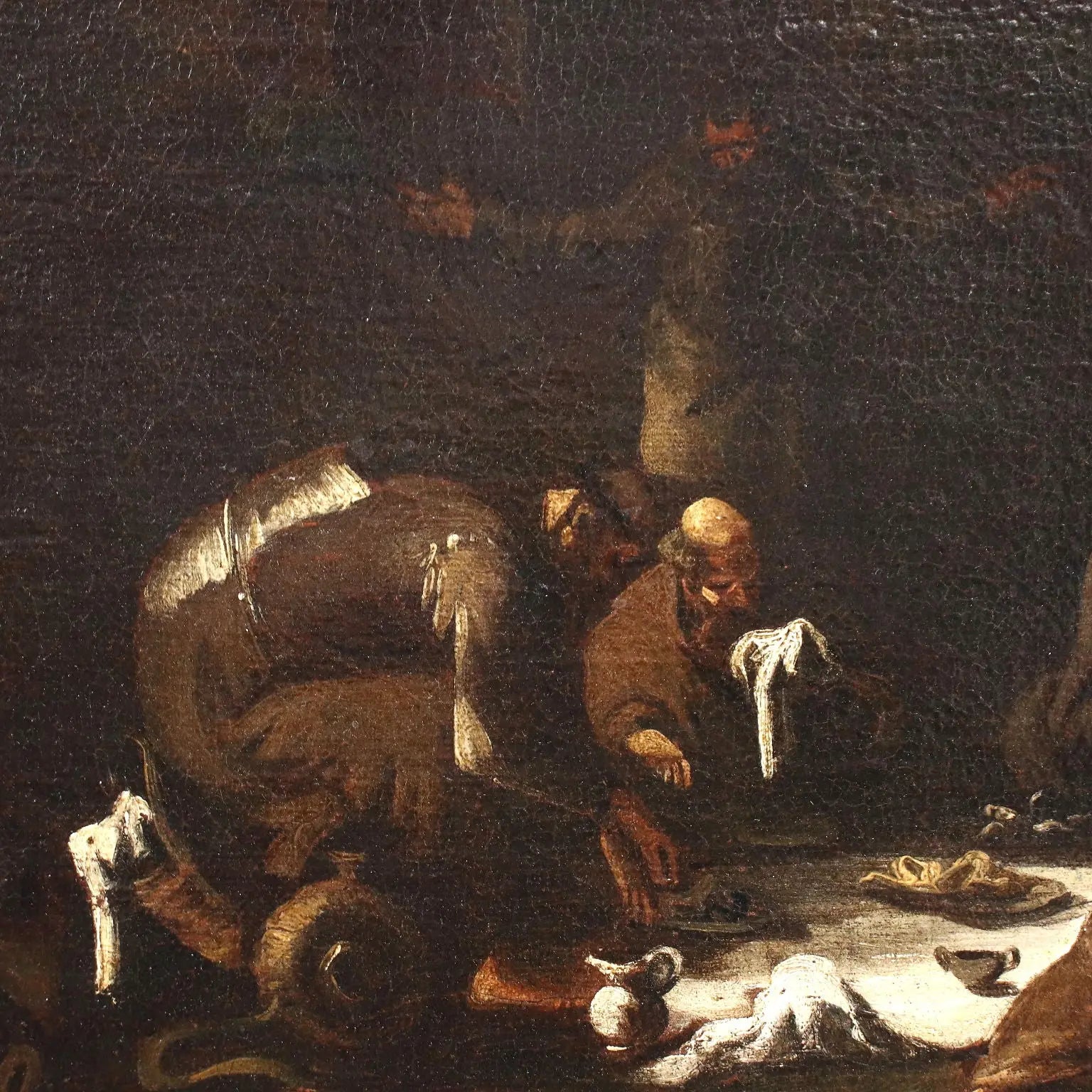 The Monk's Lunch Oil on Canvas Genoese School Italy XVIII C - The Monks Lunch | Art | Antique Painting