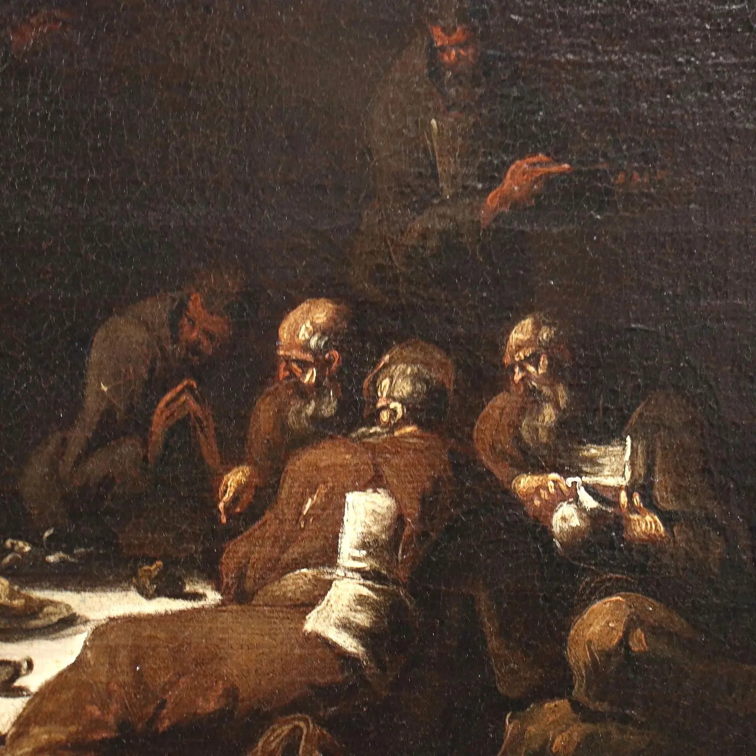 The Monk's Lunch Oil on Canvas Genoese School Italy XVIII C - The Monks Lunch | Art | Antique Painting