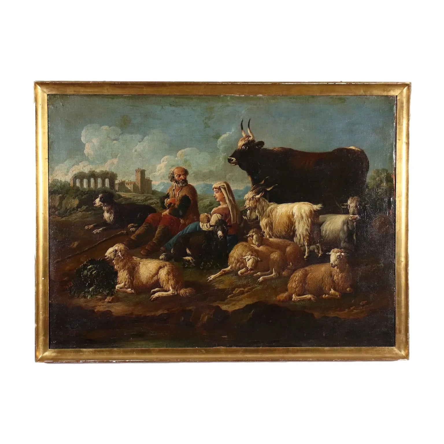 Antique Painting Landscape Shepherds Oil on Canvas XVII Century | Art | Antique Painting