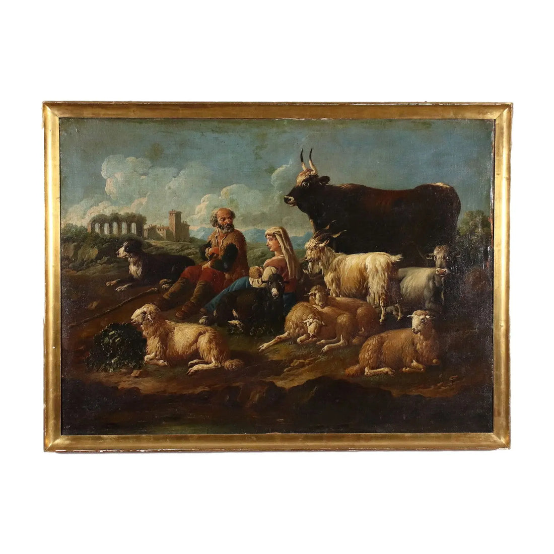 Antique Painting Landscape Shepherds Oil on Canvas XVII Century | Art | Antique Painting