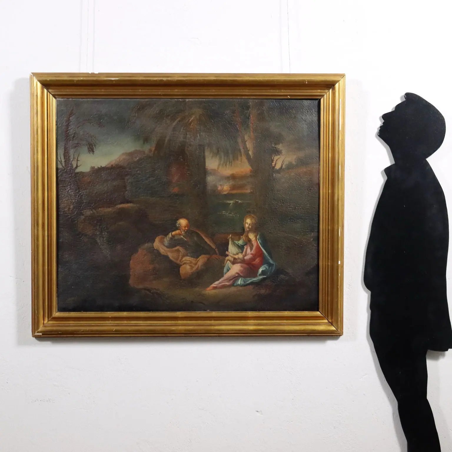 Rest on the Flight into Egypt Oil on Canvas XVIII-XIX Century - Rest on the Flight into Egypt | Art | Antique Painting