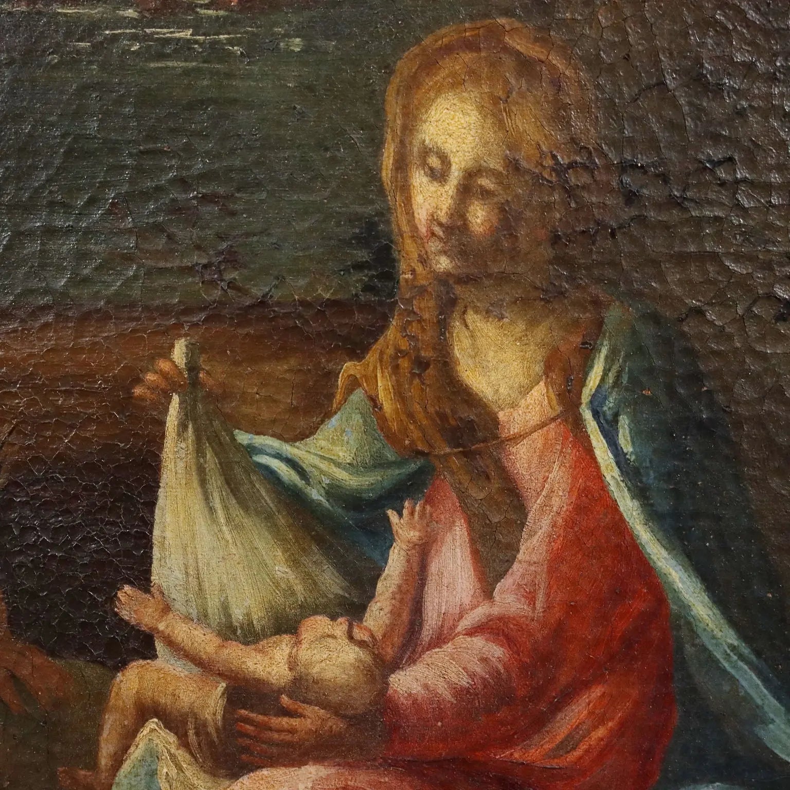 Rest on the Flight into Egypt Oil on Canvas XVIII-XIX Century - Rest on the Flight into Egypt | Art | Antique Painting