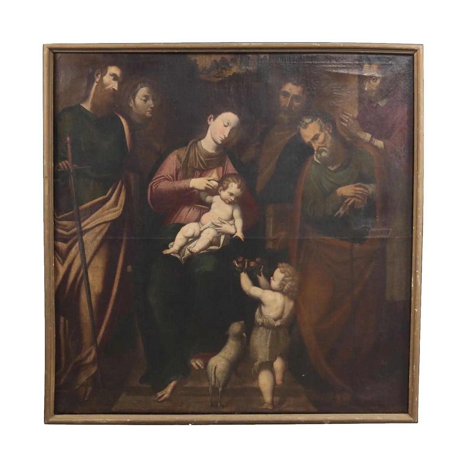 Antique Painting Religious Subject Oil on Canvas Italy XVII Century