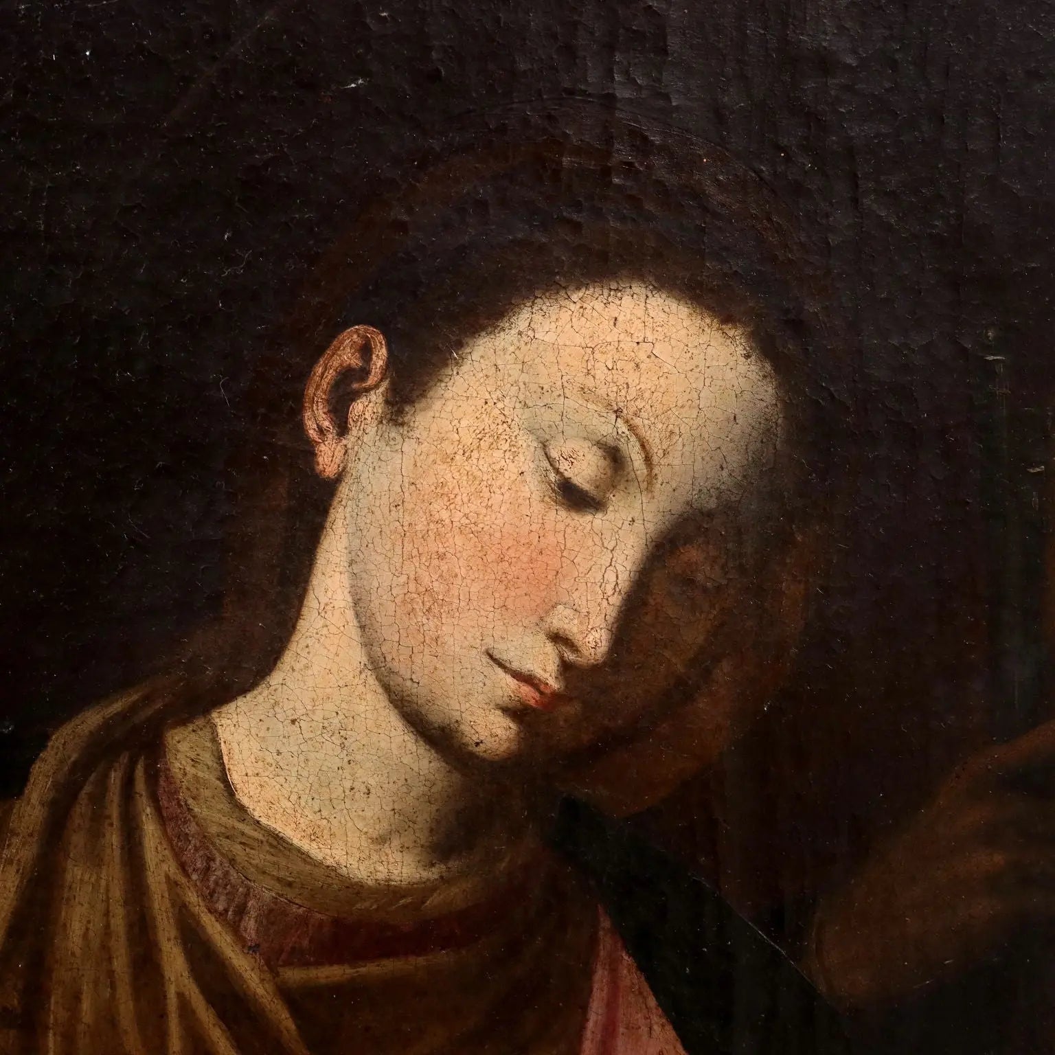 Antique Painting Religious Subject Oil on Canvas Italy XVII Century