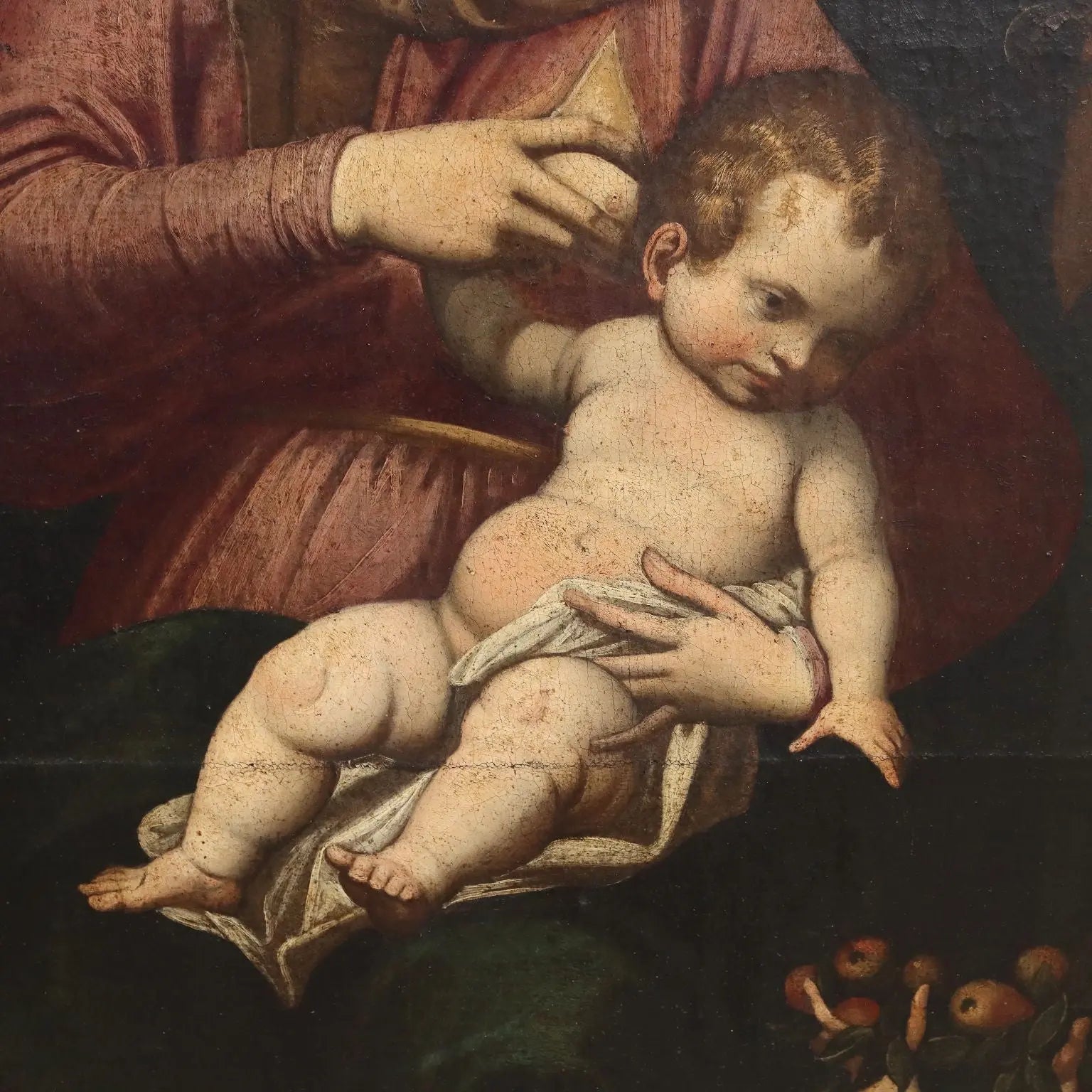 Antique Painting Religious Subject Oil on Canvas Italy XVII Century