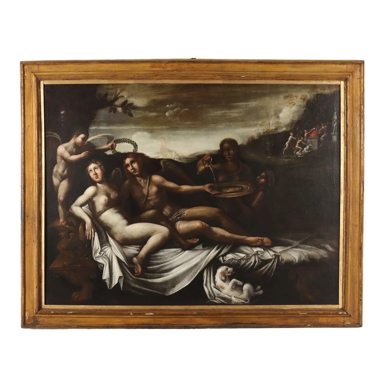 Painting Love and Psyche Oil on Canvas Italy XVIII Century - Love and Psyche | Art | Antique Painting