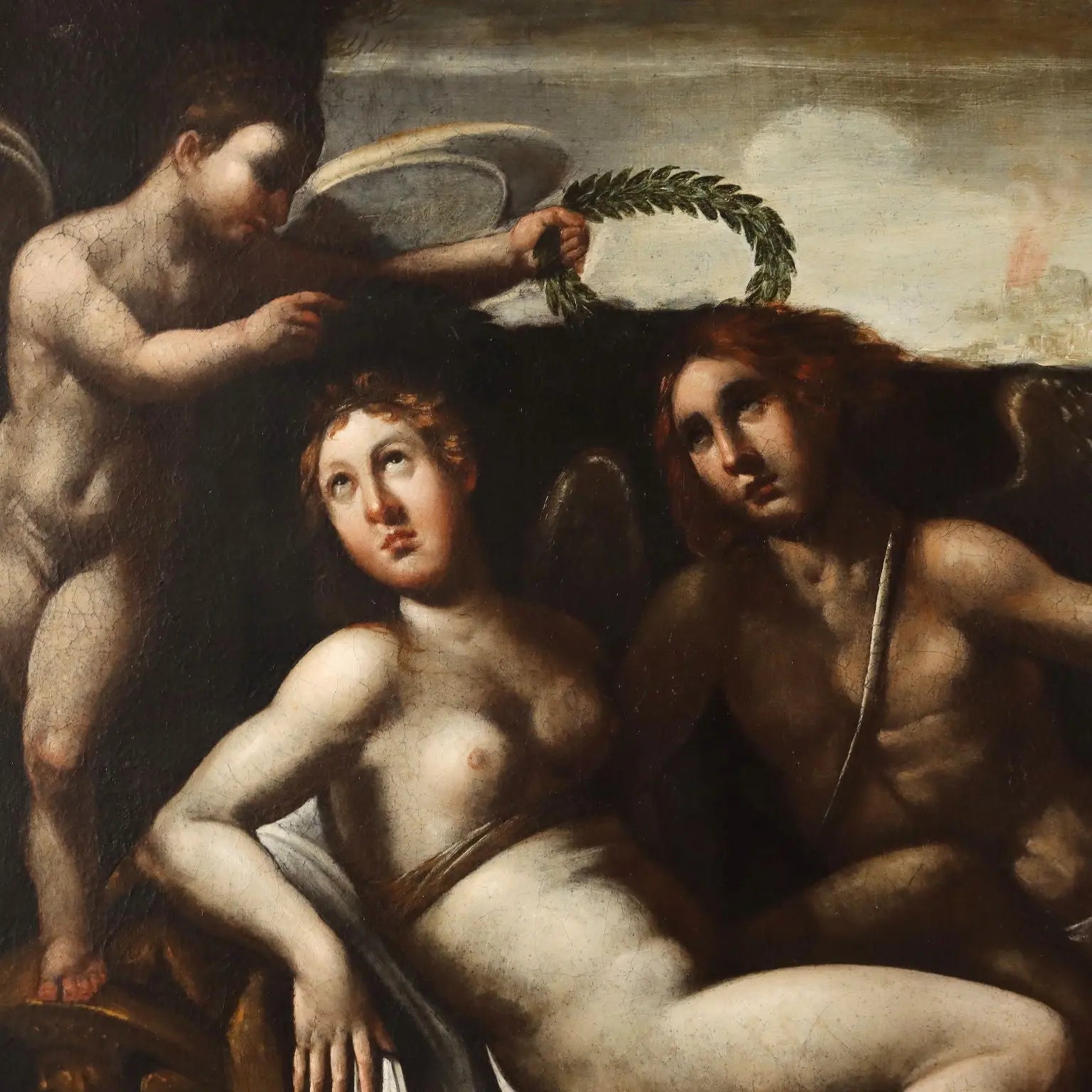 Painting Love and Psyche Oil on Canvas Italy XVIII Century - Love and Psyche | Art | Antique Painting